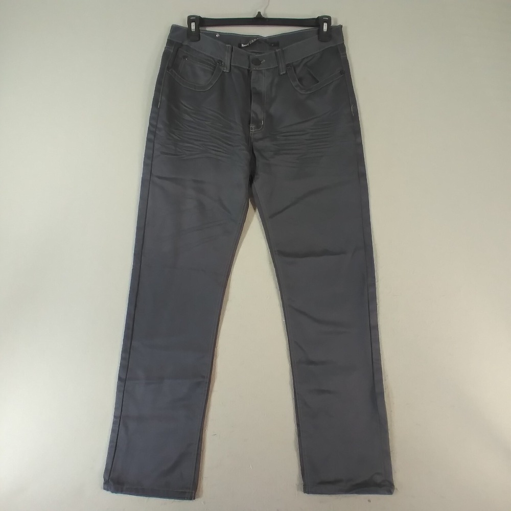 Kaalu Jeans Men 34x32 Grey Euro Regular Straight Cotton Poly Blend Pockets